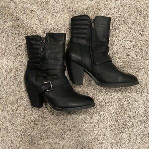 Black mid calf boots